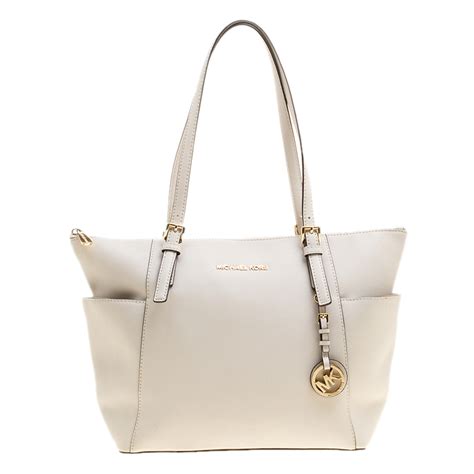 White Saffiano Leather Top